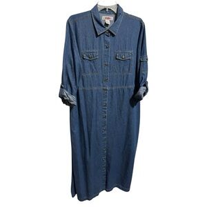VTG FADS Denim Button-Up Dress Sz 16